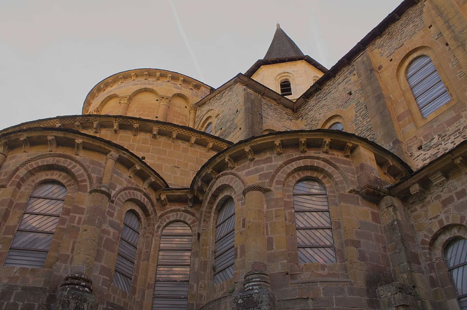 abbey, conques, aveyron, bell tower, architecture, built structure HD wallpaper