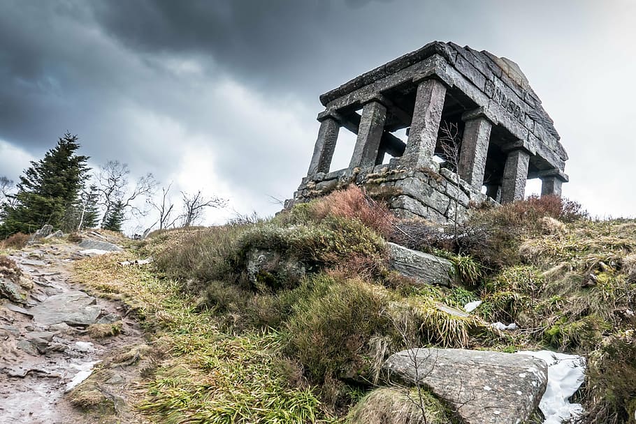 donon, mountain, temple, architecture, history, sky, the past HD wallpaper