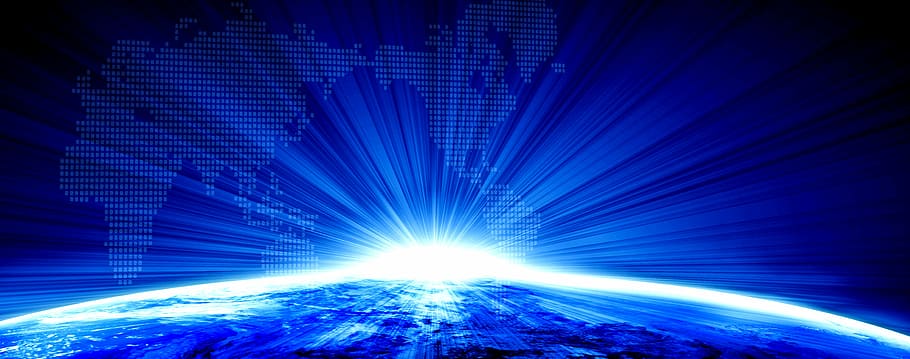 earth illustration, business, background, blue, abstract, technology HD wallpaper
