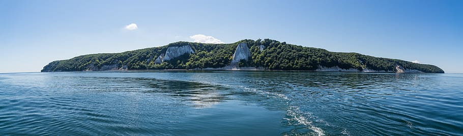 coast, chalkboard, sky, panorama, cliffs, sea, baltic sea, water HD wallpaper