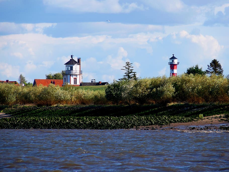 elbe, seafaring, daymark, lighthouse, beacon, ton, maritime HD wallpaper
