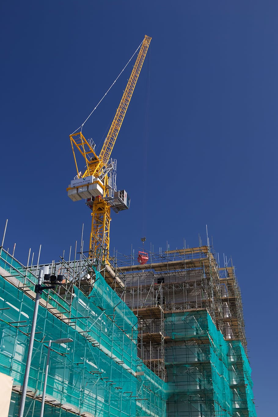 crane, building, construction, blue sky, building site, construction site HD wallpaper