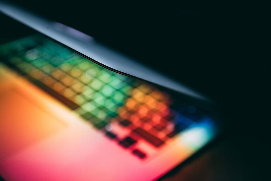 shallow focus photography of laptop computer, colour, rainbow HD wallpaper