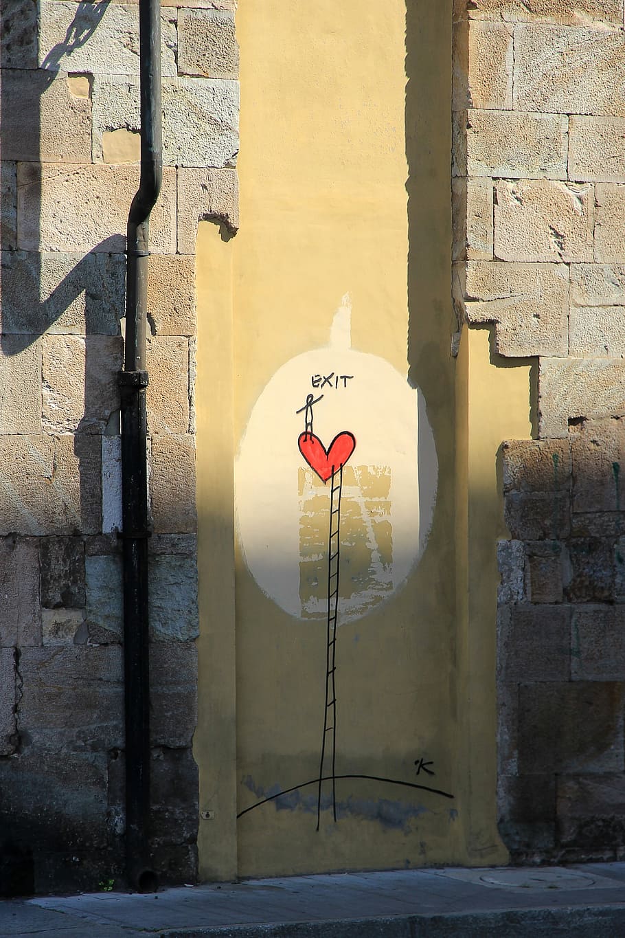 Mural, Graffiti, Output, Way Out, Symbol, hauswand, heart, head HD wallpaper