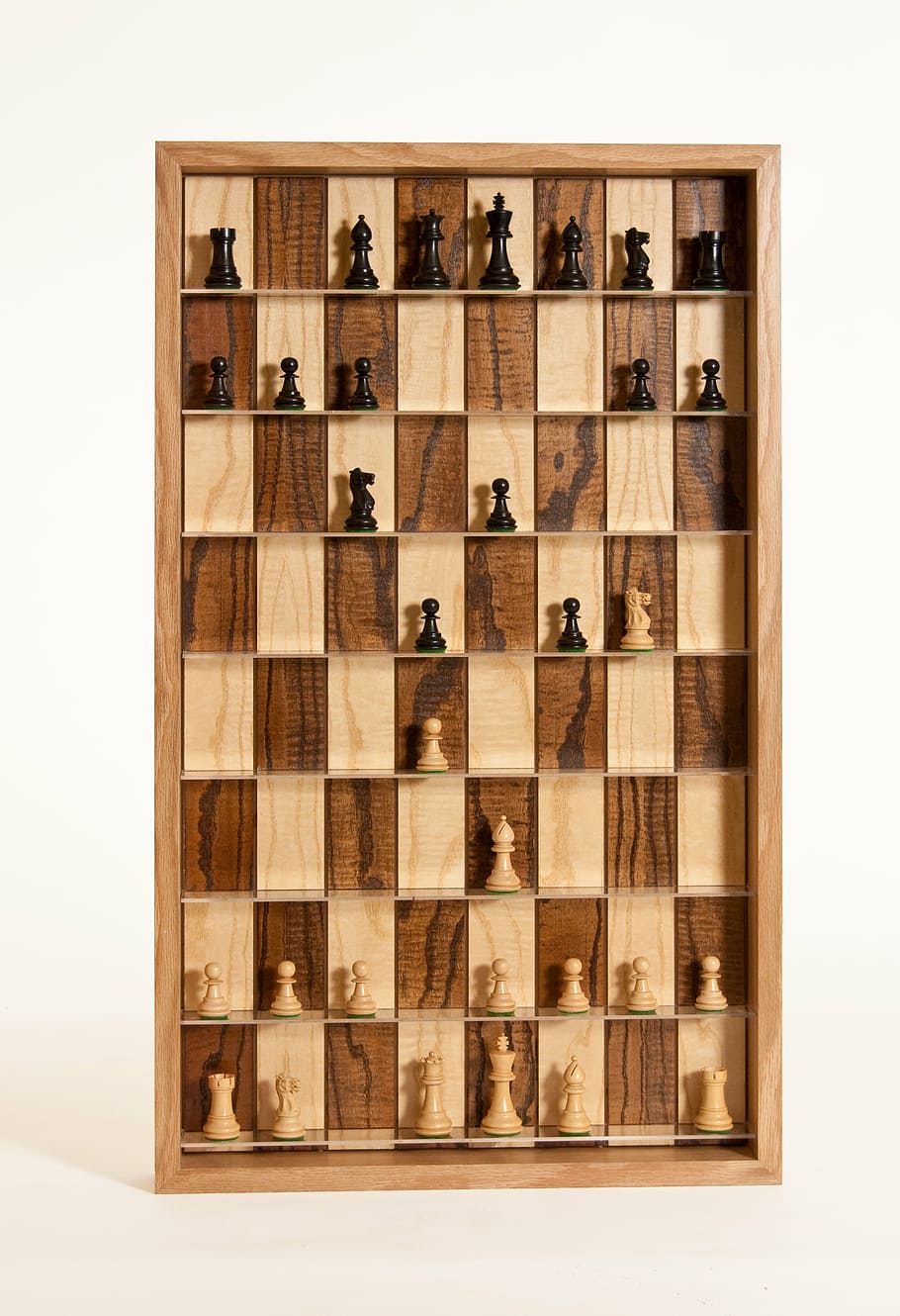 chess pieces, wood chess board, chessboard, indoors, white background