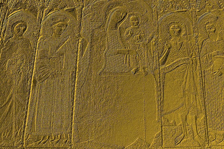 gold, golden, background, virgin, mary, jesus, religion, christian HD wallpaper
