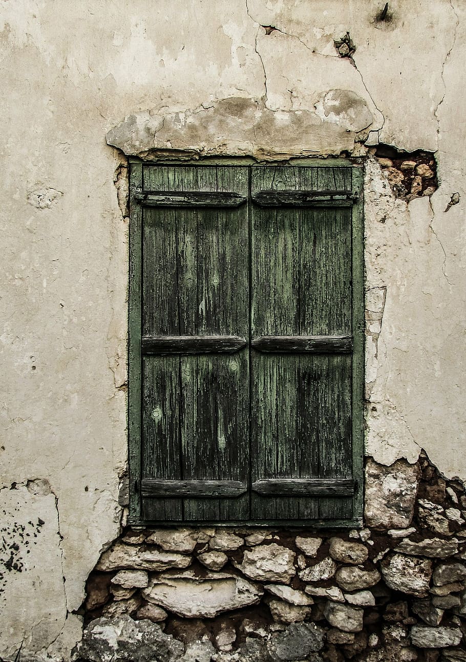 cyprus, paralimni, old house, window, ruins, green, traditional, HD wallpaper