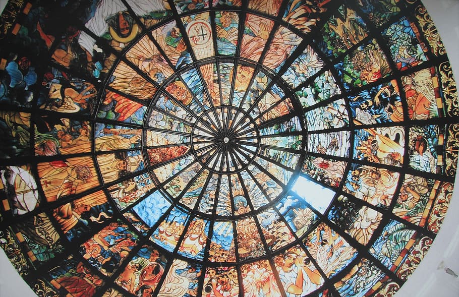 Ceiling, Glass, Style, Pattern, art, architecture, window, travel destinations HD wallpaper