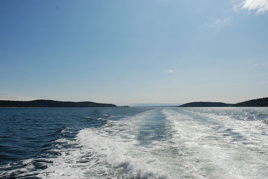 Water, Foam, White, Wake, Boat, Golf, horizon, landscape, sea HD wallpaper