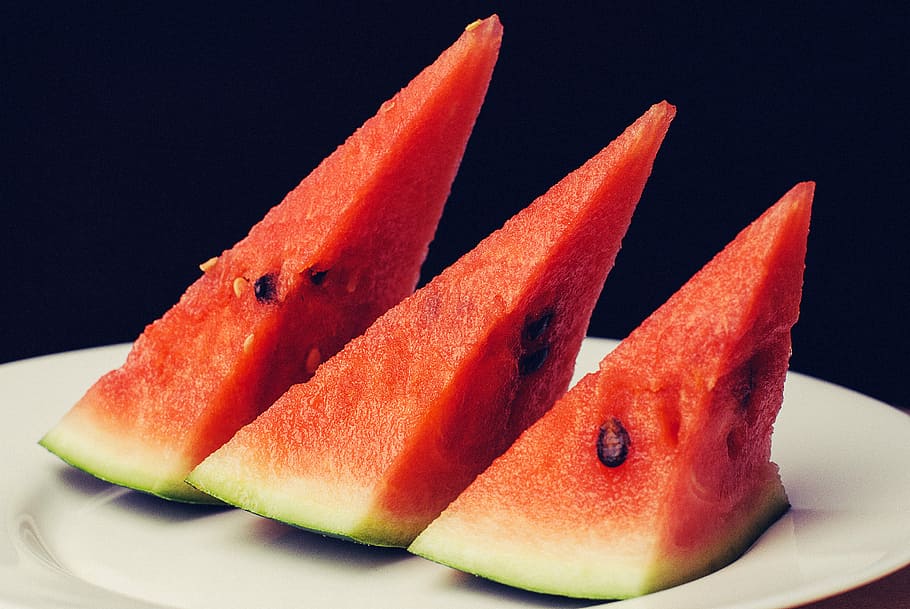 Water melon slices, fruit, green, minimal, minimalistic, plate HD wallpaper