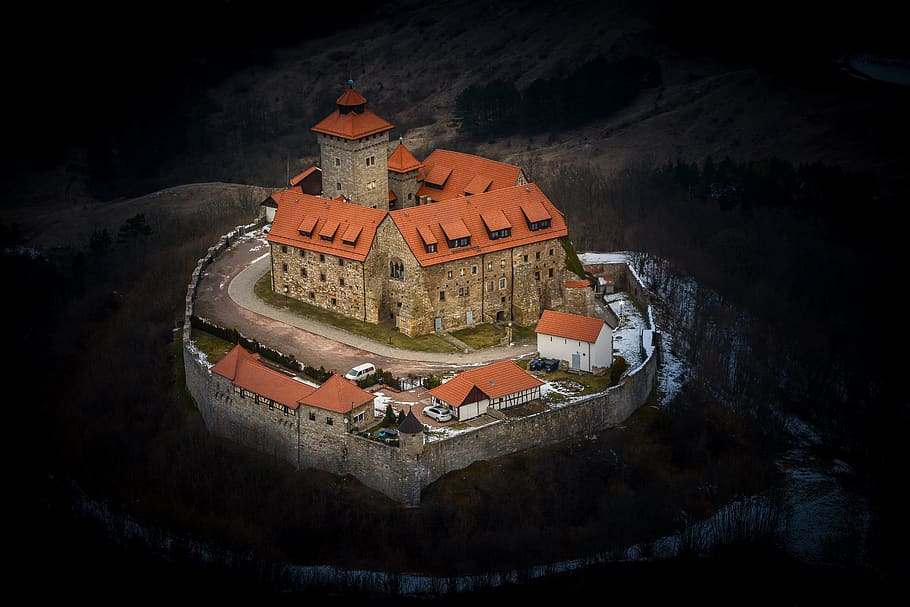 landscape, castle, aerial, architecture, built structure, building exterior HD wallpaper