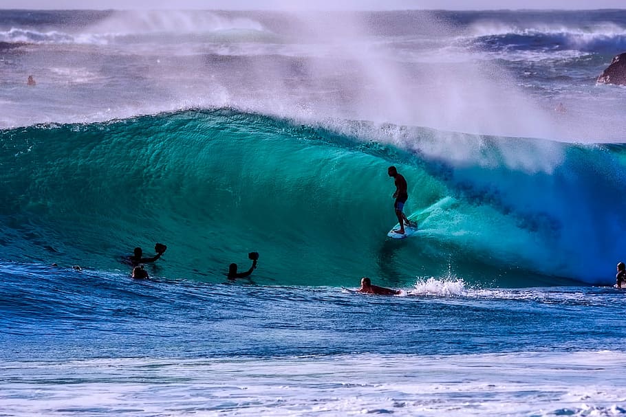 people surfing the waves during daytime, Australia, Sea, Ocean, Waves HD wallpaper