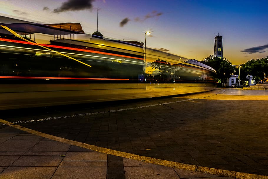 timelaps photograph of street, light, building, long exposure HD wallpaper