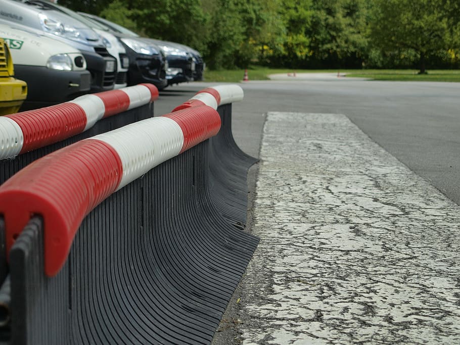 guard rail, limit, racing, red, white, vehicle, sports car HD wallpaper