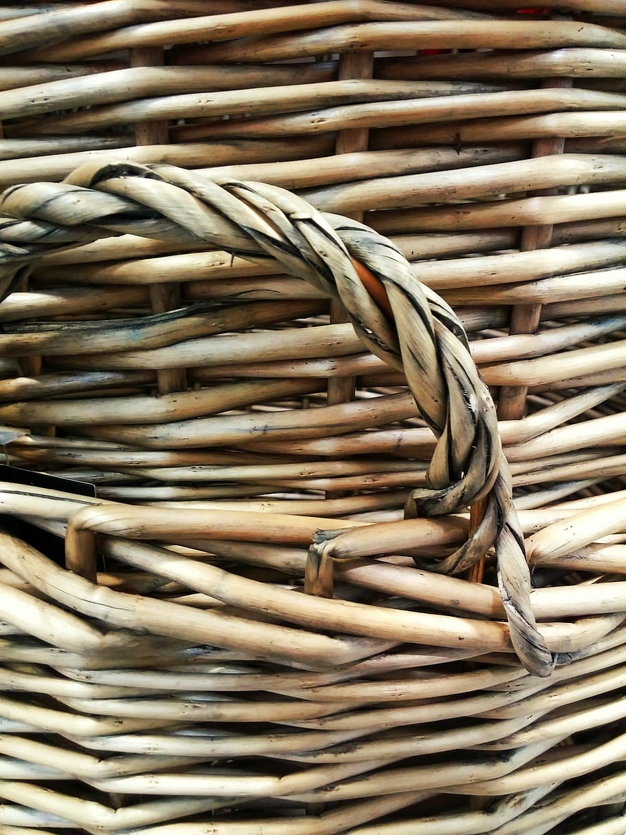 basket, wicker, woven, craft, natural, willow, weave, large group of objects, HD wallpaper