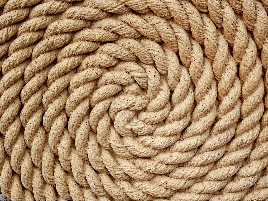 brown rope, paving, spiral, stone, circle, round, twist, laid HD wallpaper