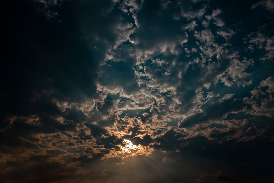 clouds during golden hour, untitled, sky, sunset, dark, dusk HD wallpaper