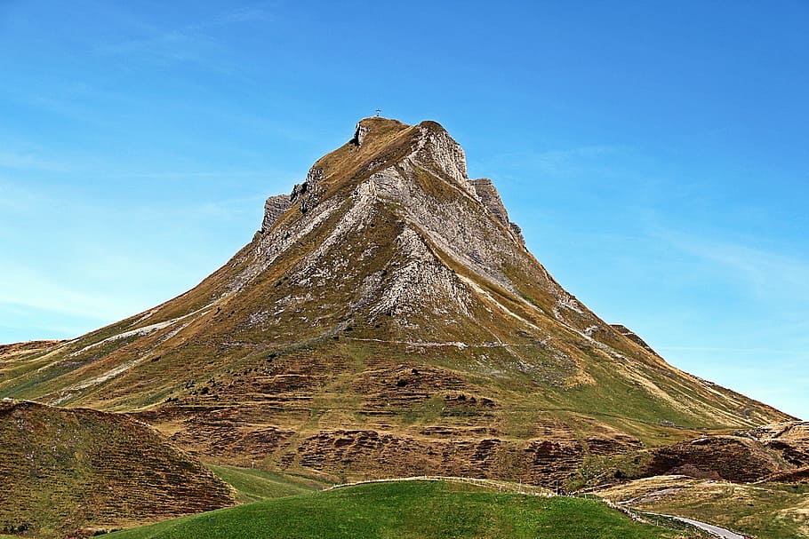 mountain, summit, nature, landscape, alpine, hiking, hike, landscapes HD wallpaper