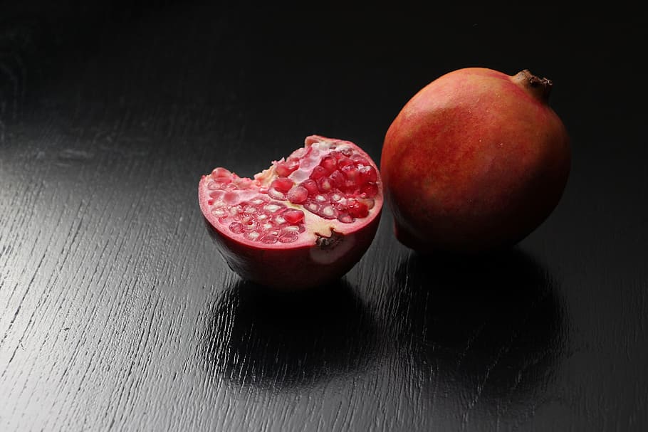 pomegranate, darkroom, fruit, black, garnet, red, still, food HD wallpaper