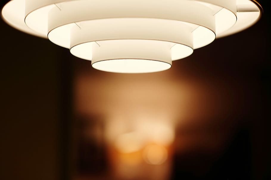 selective focus photo of white ceiling light, untitled, lampshade HD wallpaper