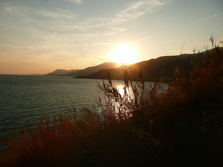 sunset, ventimiglia, abendstimmung, nature, sea, landscape HD wallpaper