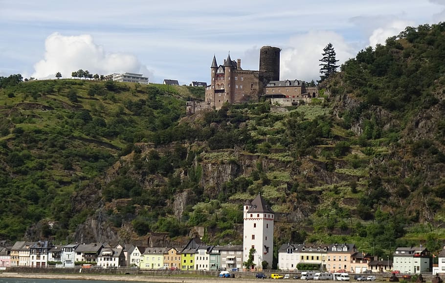 Rhine, Castle, River, Current, Landscape, rock, rhine river