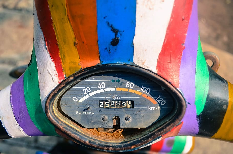 multicolored motorcycle speedometer, untitled, scooter, moped HD wallpaper