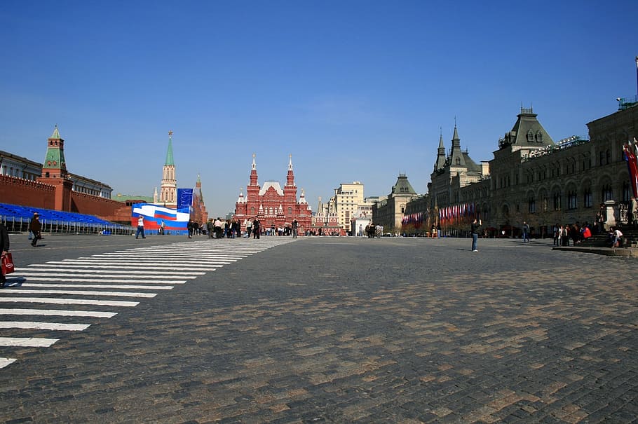 Kremlim, Russia, red square, moscow, paving, pedestrian lines, HD wallpaper