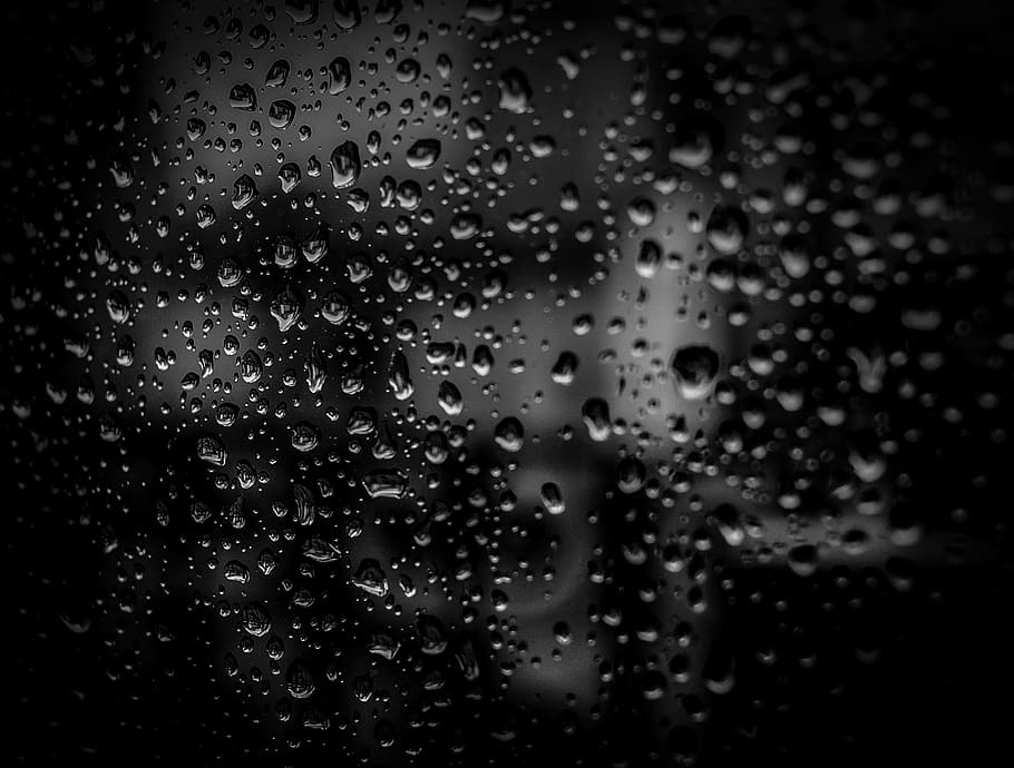 black, dark, glass, window, wet, rain, water, drop, transparent HD wallpaper
