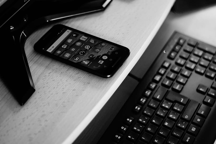keyboard, workplace, computer, information, technology, wireless technology HD wallpaper