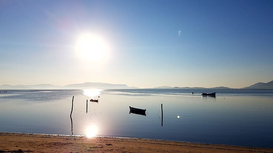ceu, beach, horizon, mar, blue sky, sand, nature, landscape HD wallpaper
