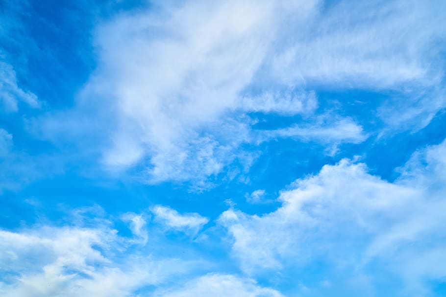 low angle photo of blue sky, cloud, summer, clouds, white, landscape