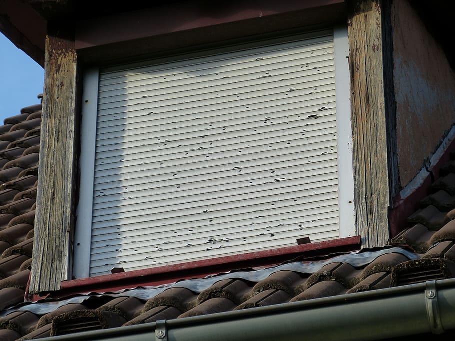 Roller Shutter, Dents, Hail, Damage, hail damage, damaged, window HD wallpaper