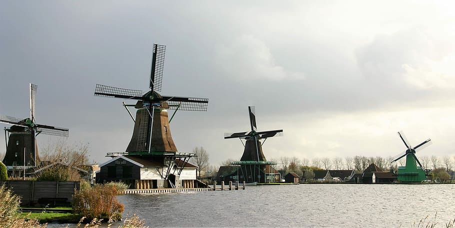 Wind, Windmill, Ecological, Irrigation, architecture, winter landscape HD wallpaper
