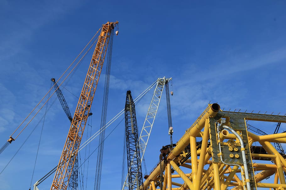Netherlands, Heerema, Offshore, construction, industrial, cranes HD wallpaper