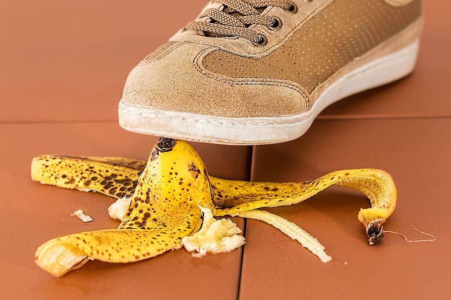 slippery, foot, mistake, oops, accident, banana skin, be careful, HD wallpaper