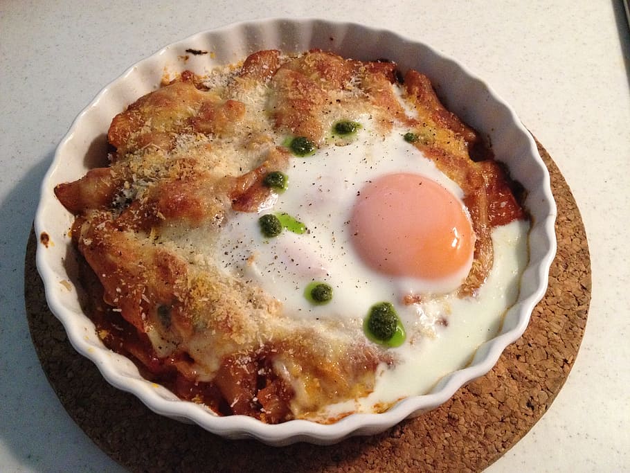 doria, lasagna, fried egg, food and drink, ready-to-eat, freshness HD wallpaper