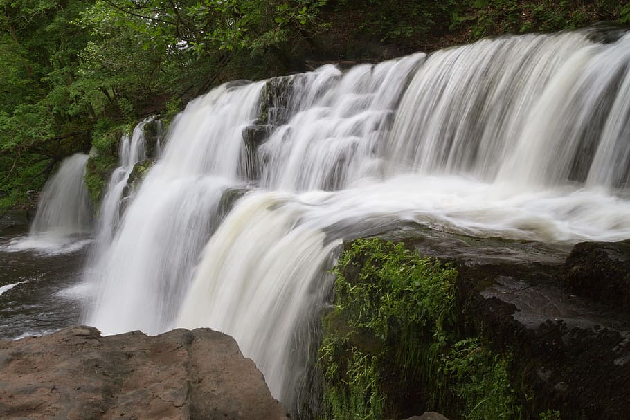 waterfall, river, nature, landscape, cascade, rock, flow, scenics - nature HD wallpaper