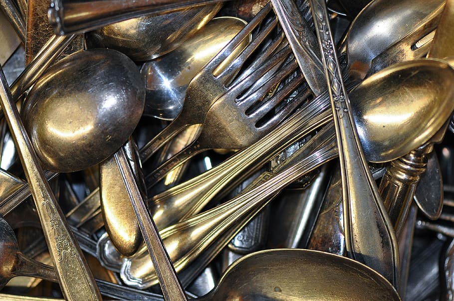 stainless steel spoon and fork lot, Silverware, Forks, Dinner, Knife, HD wallpaper