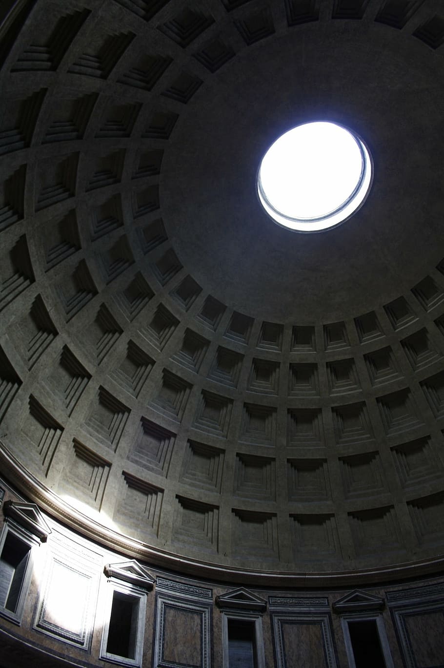 pantheon, italy, sunlight, spotlight, rome, ancient, roman, HD wallpaper