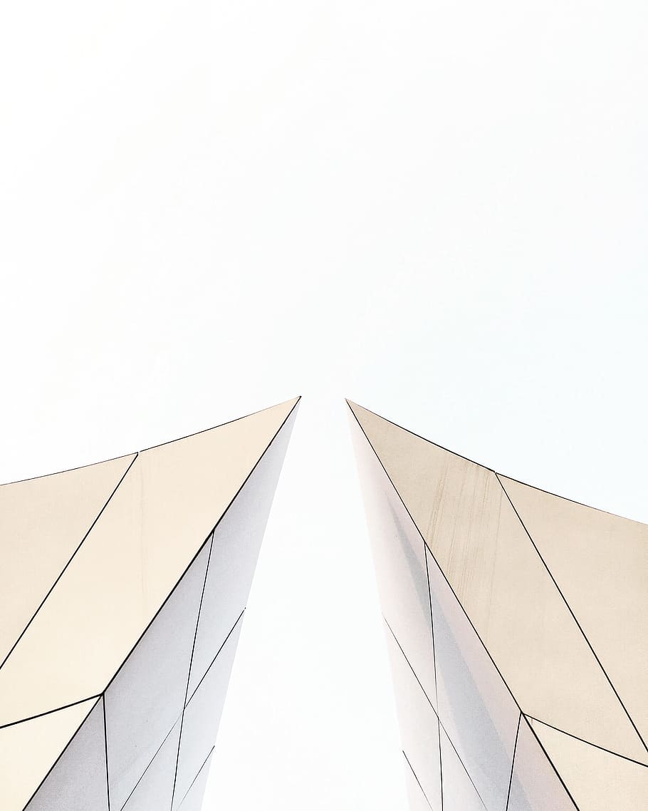 two white buildings about to touch each other's peak, untitled HD wallpaper