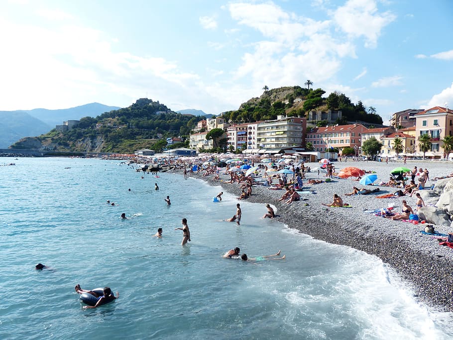 swim, holiday, sea, beach, bathers, fun bathing, mediterranean, HD wallpaper
