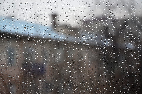 raindrops, window, glass, blur, weather, droplets, transparent HD wallpaper