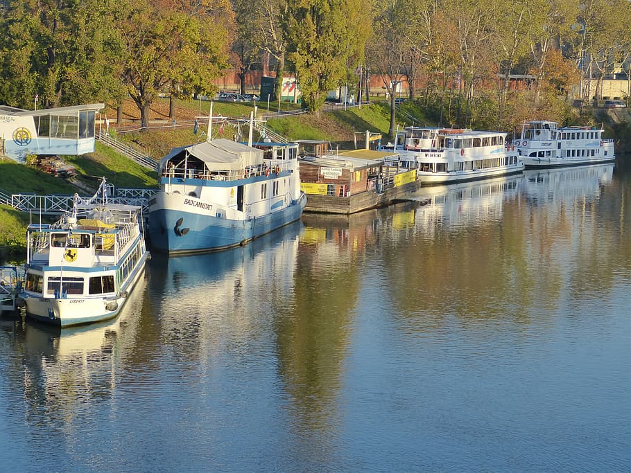 River, Ships, Neckar, Travel, more, water, blue, port, leisure HD wallpaper