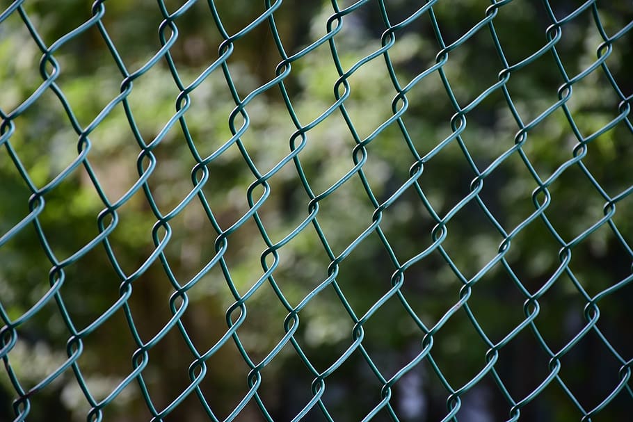gray chain-link fence, barrier, steel, metal, wire, texture, pattern