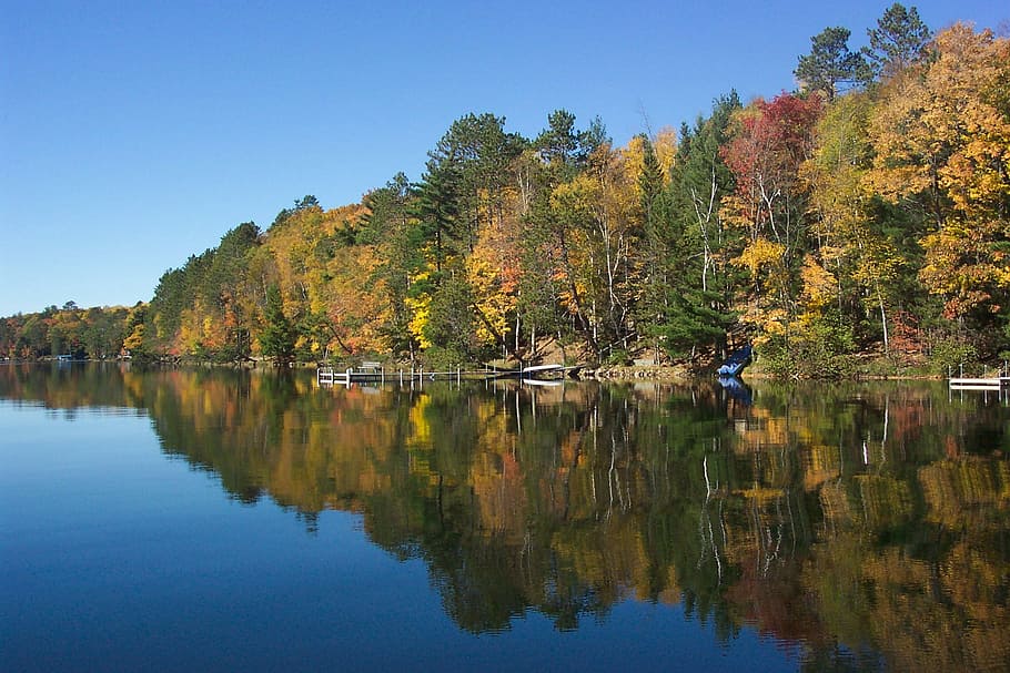 Fall, Reflections, Landscape, Wilderness, scenery, natural HD wallpaper