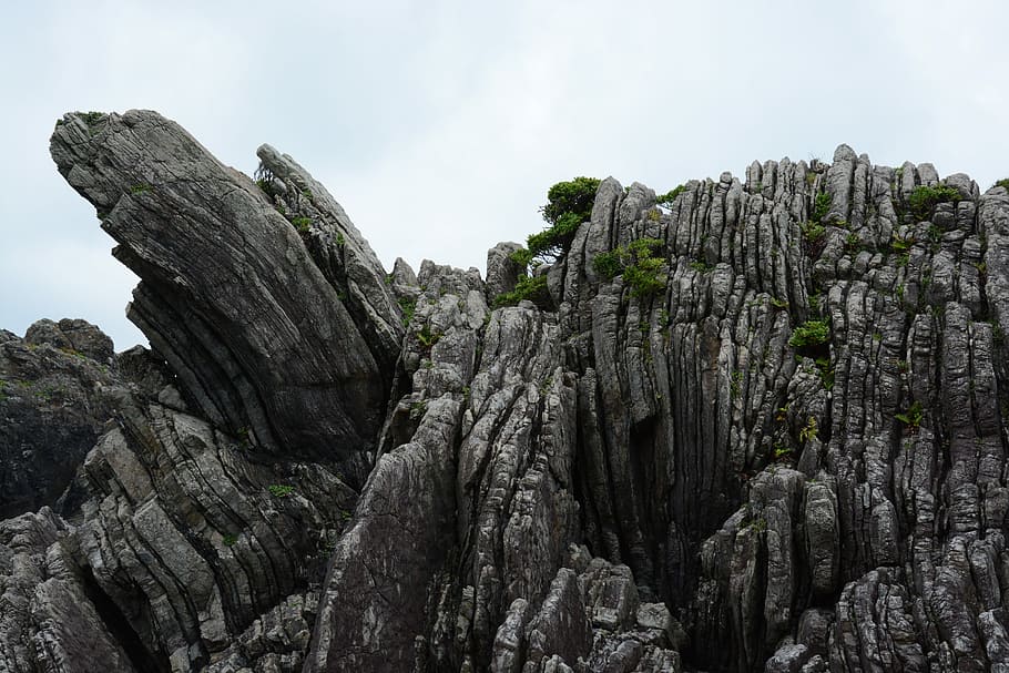 Cape, Muroto, Turbidite, Kochi Prefecture, cape muroto, rock - object, HD wallpaper