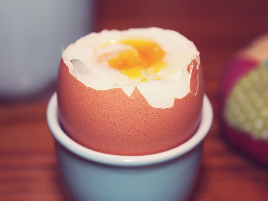 boiled egg, cooked, soft, egg cups, delicious, eat, egg shaped, HD wallpaper