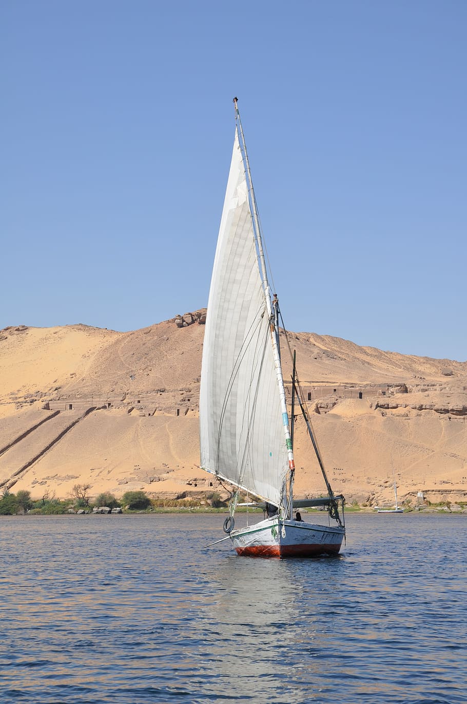 Felucca, Boat, Nile, Egypt, Navigation, travel, river, sailing, HD wallpaper