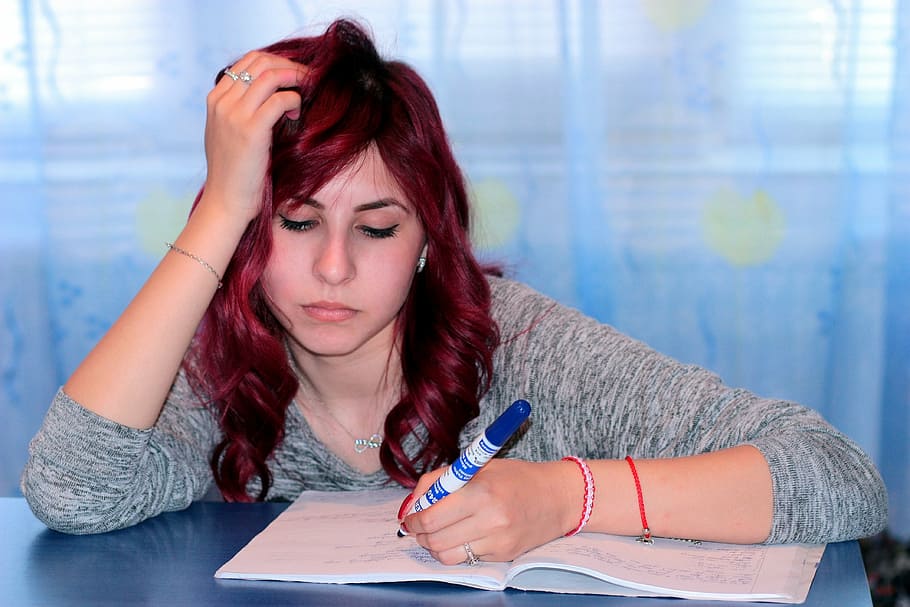 study, girl, writing, notebook, learning, one person, women HD wallpaper